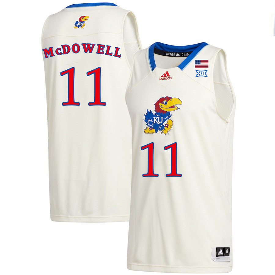 Men #11 Jamari McDowell Kansas Jayhawks College Basketball Jerseys Stitched Sale-Cream - Click Image to Close